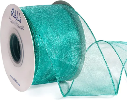 Miniatura 13 de Ribbli Cinta negra de organza con alambre, color negro transparente con borde metálico, 2-1/2 pulgadas x 20 yardas, cinta para árbol de Navidad