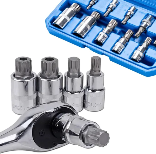 Miniatura 5 de Qnkaa Spline Juego de puntas de zócalo 10pcs Cuadrado Triple Plata M4 - M18