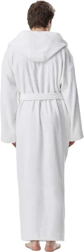 Miniatura 4 de Arus - Bata de baño clásica de algodón turco con capucha para hombre, con opción de longitud larga