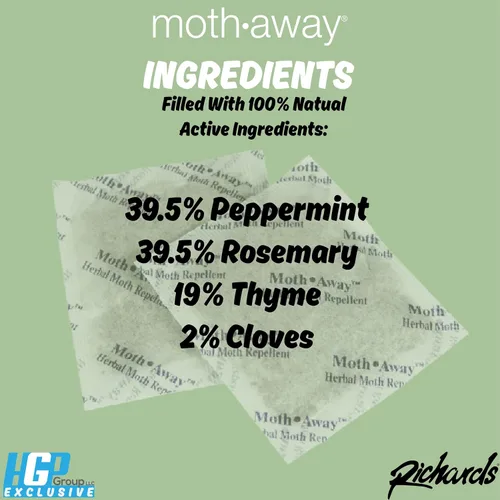 Miniatura 4 de Richards Homewares Moth Away - Repelente natural no tóxico a base de hierbas, 6 sobres jumbo