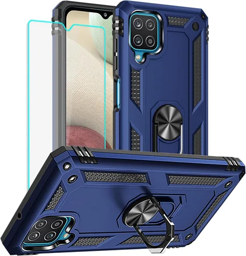 Miniatura 15 de Yiakeng Funda para teléfono Galaxy A12, Samsung A12 con protector de pantalla HD, fundas protectoras de grado militar con anillo para Samsung Galaxy