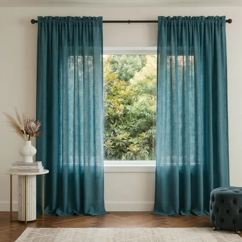 Miniatura 64 de Mrs.Naturall - Cortinas transparentes con bolsillo para barra de 36x63 pulgadas de lino mezclado negro