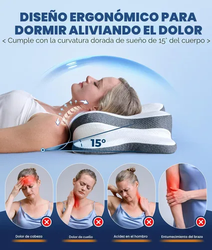 Miniatura 3 de Almohada cervical para el cuello 5X para aliviar el dolor, almohada ergonómica refrescante para dormir, almohadas de espuma viscoelástica