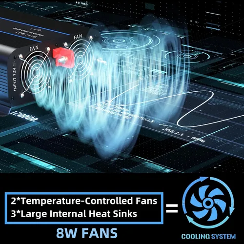 Miniatura 6 de Erayak Inversor de corriente de onda sinusoidal pura de 2000 W, 12 V CC a 110 V 120 V AC para el hogar, RV, camión, solar fuera de la red con USB-C