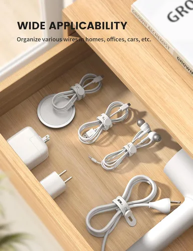 Miniatura 4 de Paquete de 10 Bridas de Cable de Silicona Organizador de Cordones - Lamicall Bridas de Alambre Elásticas para Gestión, Artículos Imprescindibles