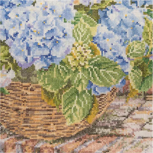 Miniatura 2 de Thea Gouverneur - Kit de punto de cruz contado, hortensia azul, Aida, 16 unidades, kits de bordado para adultos, manualidades, hilos de bordado DMC