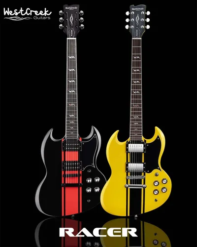 Miniatura 7 de WestCreek RACER - Guitarra eléctrica de cuerpo sólido, guitarra SG, trastes de extremo redondeado, tuerca de hueso, diapasón de palisandro, cuerpo