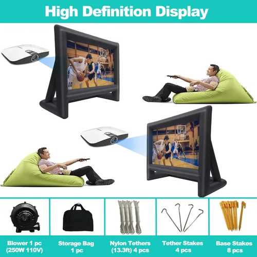 Miniatura 2 de GYUEM - Pantalla de proyector inflable para exteriores de 21 pies - Pantalla para inflar para TV y películas con ventilador, pantalla de proyección