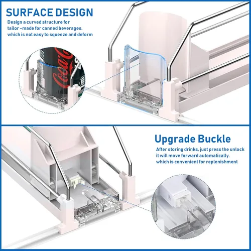 Miniatura 4 de Organizador de bebidas para refrigerador, dispensador organizador de latas de soda para refrigerador con deslizamiento automático de empuje, 3 filas