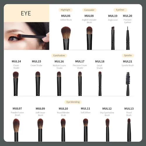 Miniatura 2 de Jessup Juego de brochas de maquillaje veganas con corrector en polvo, sombra de ojos, brocha para delineador de ojos, 16 piezas, cepillo cosmético