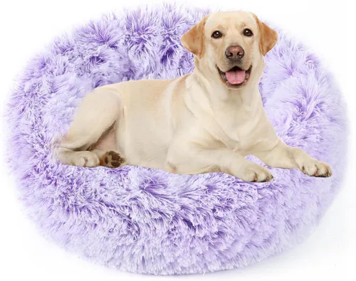 Miniatura 49 de NOYAL Cama Calmante en Forma de Rosquilla para Perros Pequeños a Medianos y Gatos - Cama para Mascotas de Felpa de Piel Sintética Anti-Ansiedad