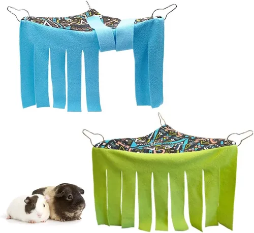 Miniatura 7 de RIOUSSI Escondite para Cobayas Escondite de Rincón Forro Polar Juguetes Accesorios de Jaula con Lados Reversibles, Hojas Negras