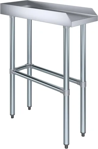 Miniatura 10 de AmGood Mesa de trabajo comercial con base abierta con salpicaduras y salpicaduras laterales, mesa de preparación de acero inoxidable para cocina