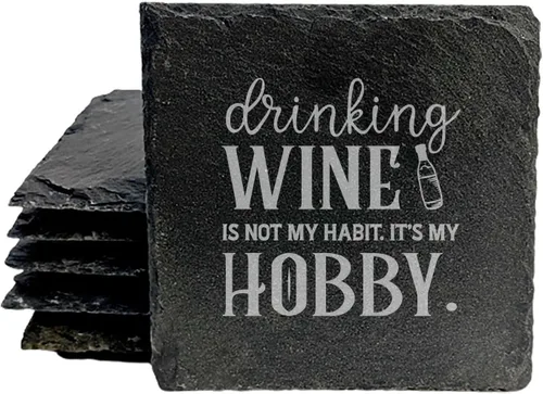 Miniatura 21 de Wine Not? Hilarious Drinking Wine is My Hobby Slate Coasters - Round Slate - Set of 8 Drinking Wine is Not My Habit