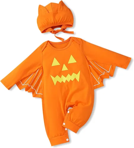 Unutiylo Disfraz gótico de Halloween para bebé, disfraz de calabaza, murciélago, vampiro, cosplay, enterizo personalizado para bebé niño