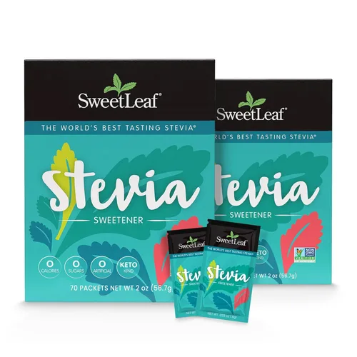 SweetLeaf Paquetes de stevia – Polvo de stevia natural cero calorías, sin regusto amargo, sustituto del azúcar para el café Keto, nada artificial,