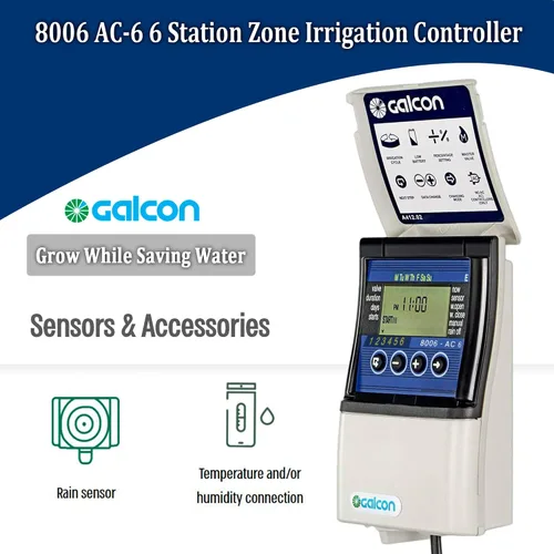 Miniatura 5 de Galcon GAE2S0002U1 8006 AC-6 Controlador de riego de zona de estación de 6 estaciones Aspersor automático, temporizador diario/cíclico, sistema
