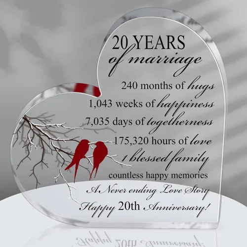 Miniatura 9 de Qunclay Regalo de 10 años de matrimonio Recuerdo de aniversario de boda Corazón Recuerdo de matrimonio Decoración Regalo para pareja padres mujeres