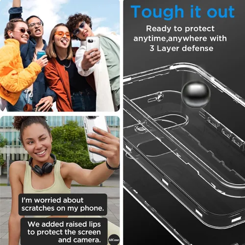 Miniatura 5 de AICase Funda transparente para Google Pixel 9a (6.3 pulgadas), resistente protección contra caídas, cuerpo completo, a prueba de golpes, a prueba
