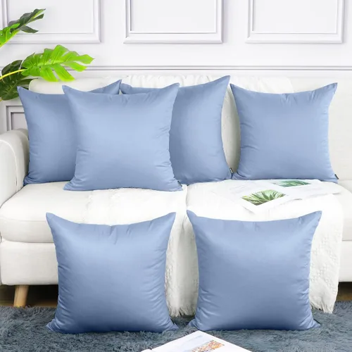 Miniatura 22 de Coddsmz Paquete de 6 fundas de almohada decorativas 100% algodón, fundas de cojín cuadradas de Navidad sólidas para el hogar, cama, sofá, día