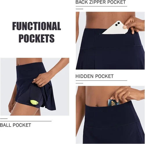 Miniatura 4 de BALEAF - Falda pantalón de verano para mujer, diseño de tiro alto, de 13pulgadas, con 4 bolsillos, para tenis, golf, correr o entrenar.
