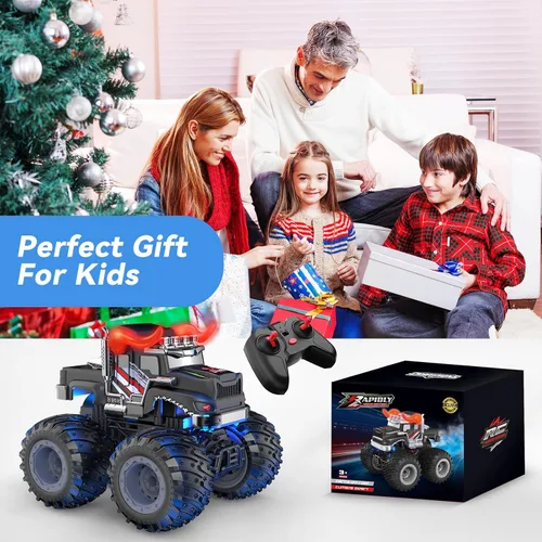 Miniatura 6 de AUUGUU Auto a control remoto, juguetes de camiones monstruos de 2.4 GHz con spray ligero, regalo de cumpleaños para niños de 3, 4, 5, 6, 7, 8, autos