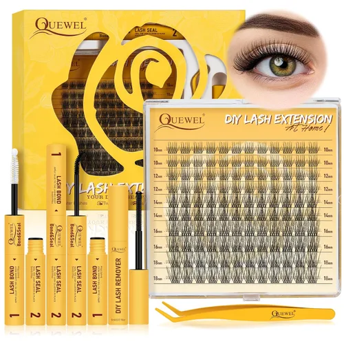 Miniatura 13 de QUEWEL Mezcla de racimos de pestañas de 0.35 a 0.63 pulgadas, suaves y ligeras, con poca sensación, adecuadas para extensiones completas de pestañas