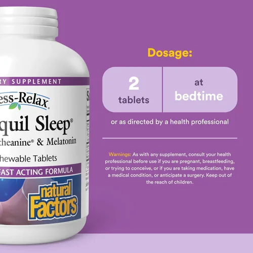 Miniatura 3 de Natural Factors: Tranquil para relajar el estrés, masticable durante el sueño. Apoya la relajación y la calidad del sueño natural., 2843, 120, 1, 1
