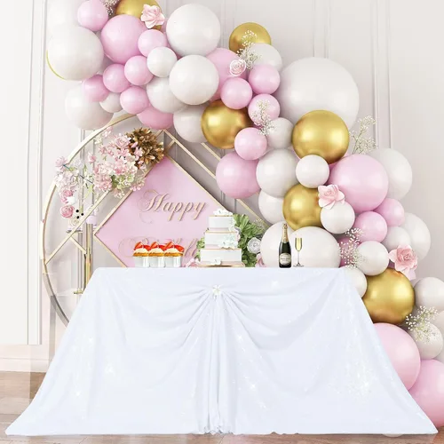 Miniatura 91 de PartyDelight Mantel de lentejuelas redondo de 50 pulgadas, color dorado claro, adorno de mesa para decoración de bodas, fiestas, cumpleaños