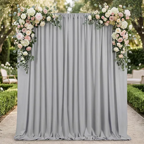 Miniatura 74 de Cortinas de Telón de Fondo Blanco de 2 Paneles 5 x 1,5 m de Poliéster, Telón de Fondo para Fotografía, Cortinas para Decoración de Fondo de Boda