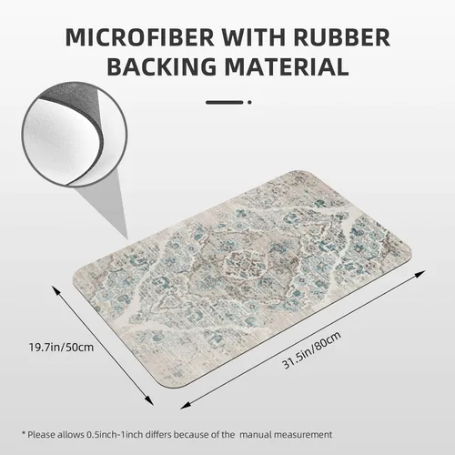 Miniatura 2 de Alfombra de baño para baño, patrón bohemio clásico, antideslizante, secado rápido, lavable a máquina, cómoda alfombra de baño para baño, bañera