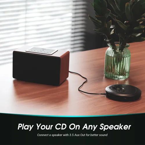 Miniatura 5 de Reproductor de CD portátil con batería recargable - August SE10 - Altavoces estéreo duales, protección antisaltos, salida auxiliar y reproductor
