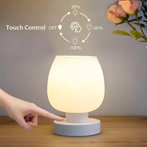Miniatura 2 de Lámpara de Mesa de Noche Táctil - Lámpara Pequeña Rosa para Dormitorio con Puertos de Carga USB C+A, Regulable de 3 Niveles, Lámpara de Escritorio