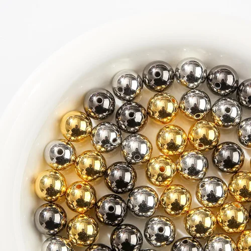 Miniatura 8 de cuentas de acrílico de 16 mm en color dorado y plateado de 100 unidades, cuentas de chicle para bolígrafo, para hacer pulseras, diademas, collares
