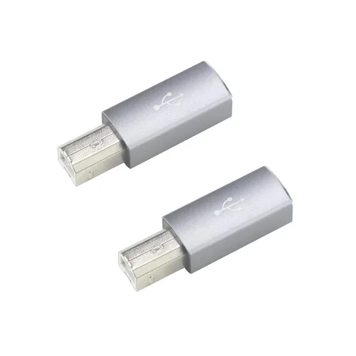 Adaptador recto USB C hembra a impresora macho, (2 paquetes) convertidor MIDI tipo C compatible con sintetizador de piano eléctrico escáner, gris