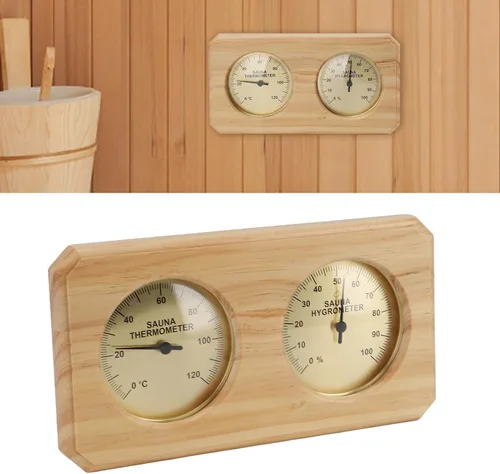 Miniatura 8 de 2 in 1 Sauna Thermometer and Hygrometer,Wooden Sauna Thermometer Hygrometer with Temperature and Humidity Measurement, Wall Mounted for Hotel Sauna