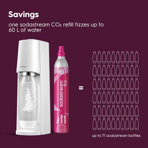 Miniatura 9 de SodaStream Terra Máquina de Agua con Gas (Blanco) con CO2, Botella DWS y Bubly Drop