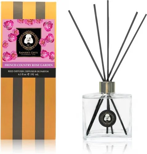 Rainier's Gifts Juego de difusor de varillas (French Country Rose Garden) – Varillas difusoras de aceite perfumado – Ambientador de aromaterapia