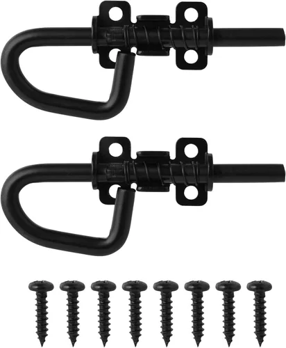 Pernos de barril de bloqueo de resorte estilo bucle, herrajes para cobertizos, puertas, puertas de granero, ventana de madera, gallineros negros, 1