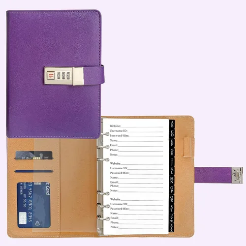 Miniatura 10 de BTSFTOGET Refillable Password Book Binder with Alphabetical Tabs and Lock, 576 Passwords Large Print, 316 Pages Password Keeper for Computer &
