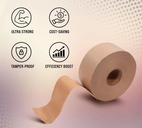 Miniatura 4 de Mytee Products 8 rollos de cinta activada por agua de 2.75 pulgadas x 450 pies, cinta adhesiva reforzada para el paquete, papel kraft fuerte y poder