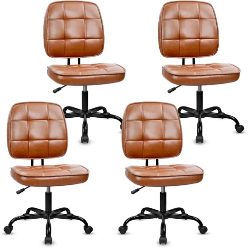 Miniatura 15 de CLATINA Silla de oficina en casa, sin brazos con ruedas, silla de escritorio pequeña de altura ajustable, sillas giratorias de trabajo de malla