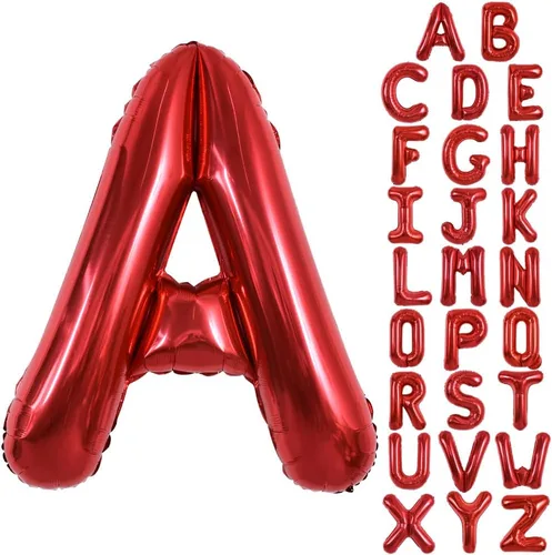 Miniatura 11 de TONIFUL Globos de Letras Rojas Brillantes Grandes de 40 Pulgadas A-Z, Globos Gigantes Jumbo de Helio de Papel de Aluminio Mylar Letra K Grande