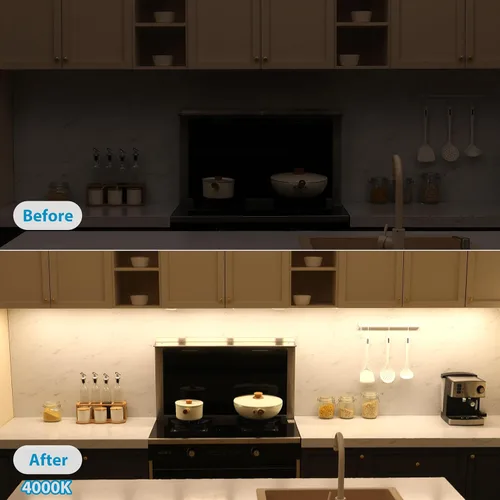 Miniatura 2 de Litever Luces para debajo del gabinete enchufables, 6 piezas de tiras de luz LED de 12 pulgadas. Superbrillantes regulables extensibles para Blanco