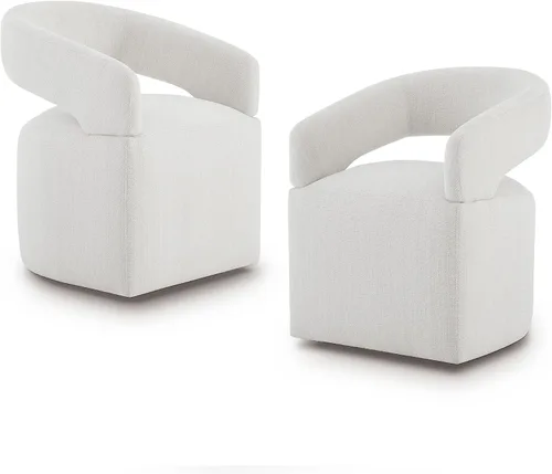 Miniatura 38 de KISLOT Juego de 1 sillas de comedor tapizadas, modernas sillas de comedor con ruedas ocultas, sillas de cocina con brazo con tela de aspecto