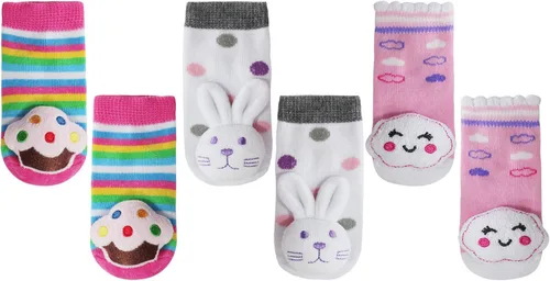 Miniatura 2 de PUPPET Calcetines de sonajero para niña botines de algodón set de regalo RosaRebel Fun 6 meses