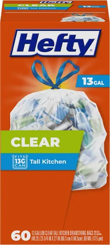 Bolsas para Basura de Reciclaje Hefty, Transparente, 13 Galones, 60 Unidades