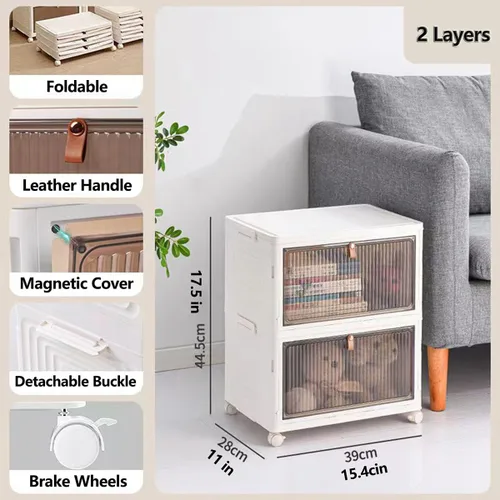 Miniatura 7 de Contenedores de almacenamiento de 2 niveles organizadores de cajas de plástico – 36 cuartos de galón apilables con tapas para dormitorio, sala