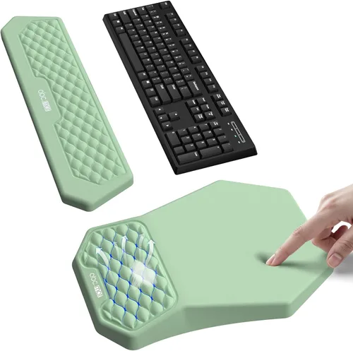 Miniatura 15 de Juego de alfombrilla ergonómica para mouse y reposamuñecas para teclado, diseño de masaje para aliviar el dolor del túnel carpiano, espuma Negro