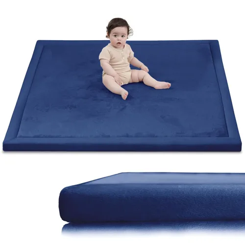 Miniatura 15 de Huloo Sleep - Tapete de juego para bebé, tapete de espuma viscoelástica de 1.3 pulgadas de grosor, terciopelo coral suave, antideslizante, Gris